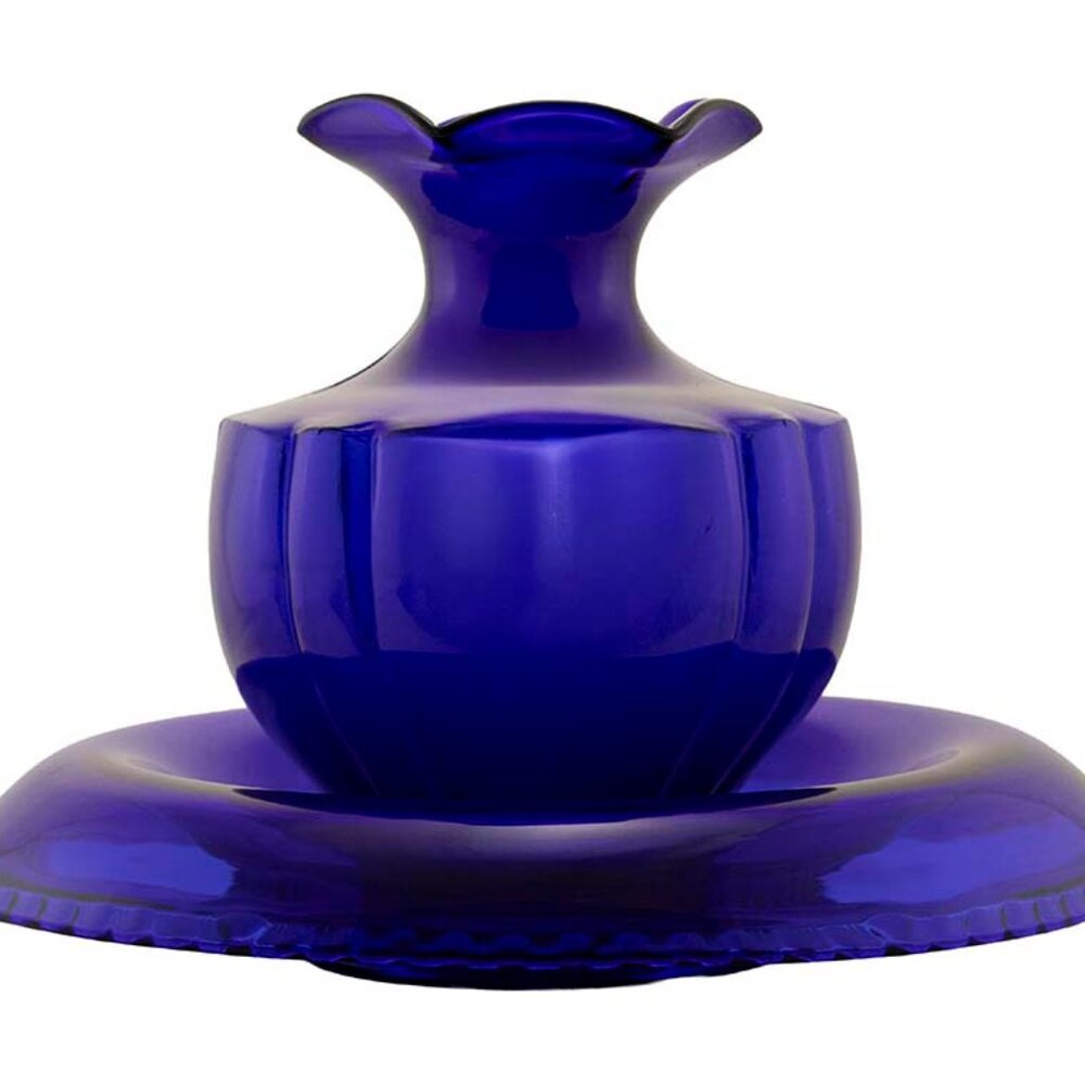 Art Deco Glass Paden City Quadroon Rolled Bowl and Vase